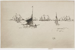 艦隊-夕方、1887（紙にエッチング） 作： James Abbott McNeill Whistler
